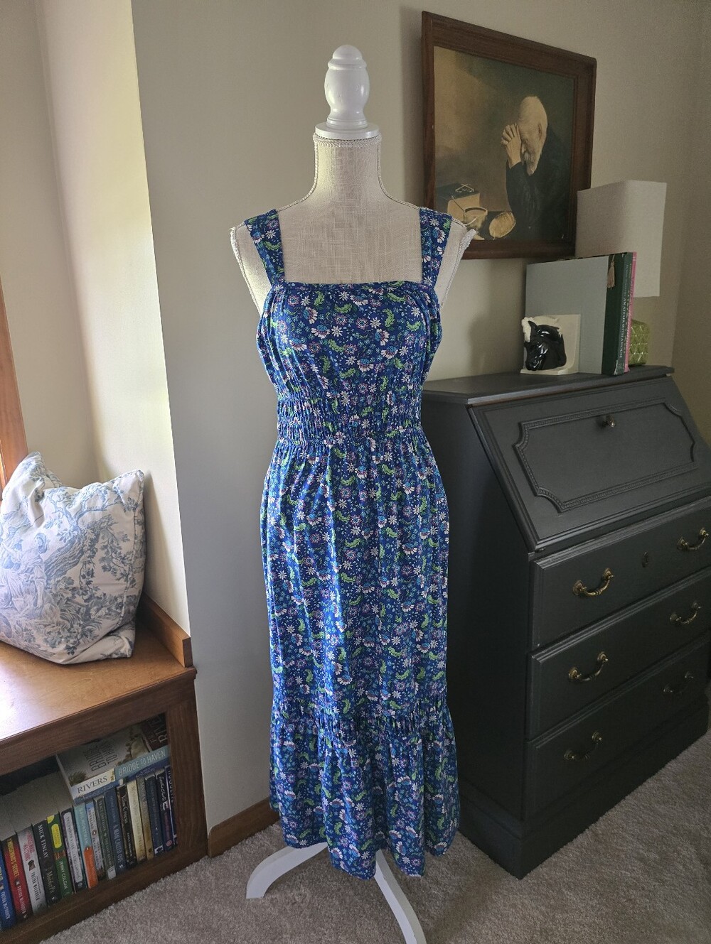 LOFT XSP blue Floral Sleeveless Maxi Dress